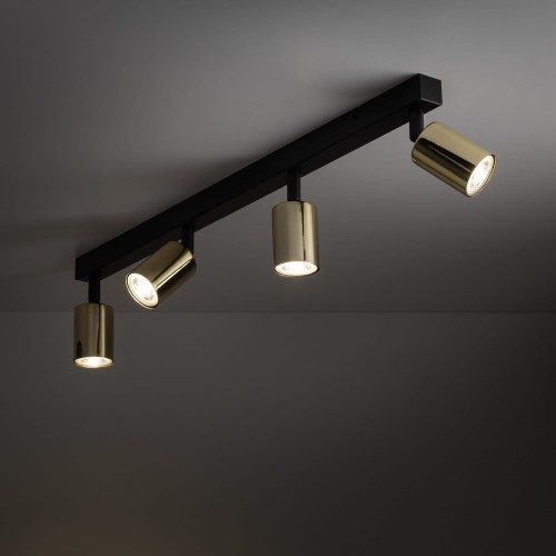 Plafon nowoczesny elegancki reflektory metalowe tuba złoty czarny TK Lighting Top 5969 4x10W GU10
