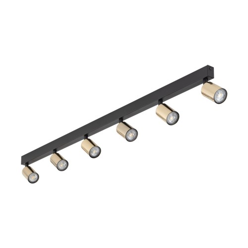 Plafon nowoczesny elegancki reflektory metalowe tuba złoty czarny TK Lighting Top 5970 6x10W GU10