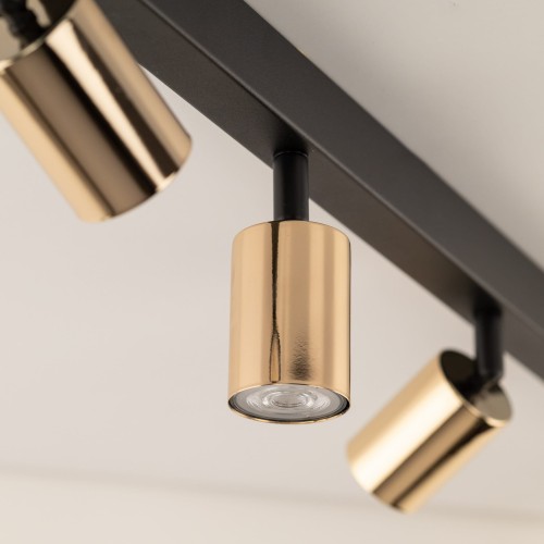 Plafon nowoczesny elegancki reflektory metalowe tuba złoty czarny TK Lighting Top 5970 6x10W GU10