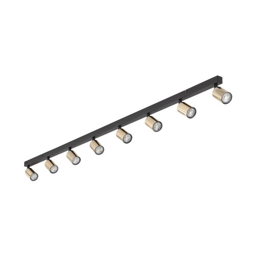 Plafon nowoczesny elegancki reflektory metalowe tuba złoty czarny TK Lighting Top 5997 8x10W GU10