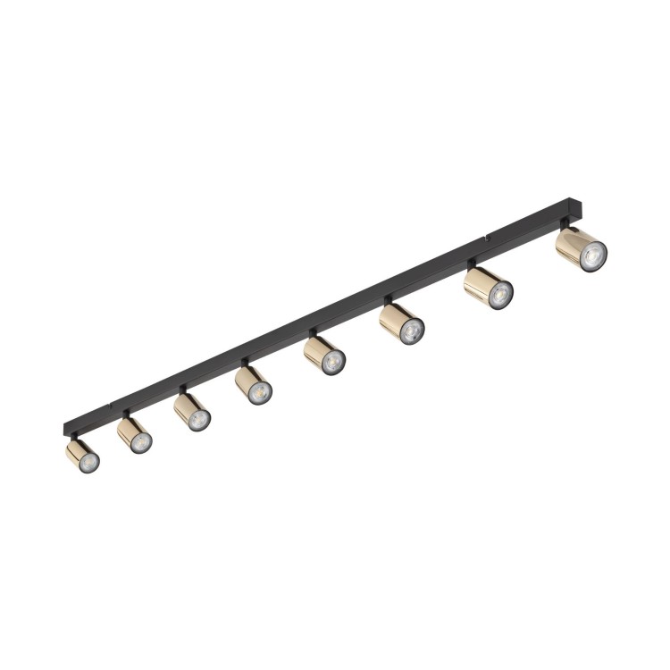 Plafon nowoczesny elegancki reflektory metalowe tuba złoty czarny TK Lighting Top 5997 8x10W GU10