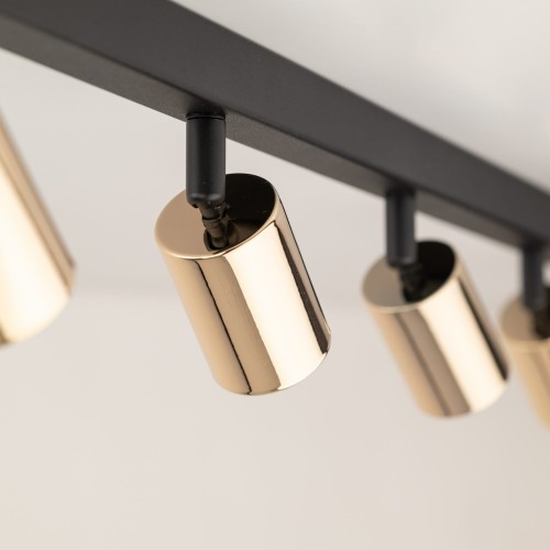 Plafon nowoczesny elegancki reflektory metalowe tuba złoty czarny TK Lighting Top 5997 8x10W GU10