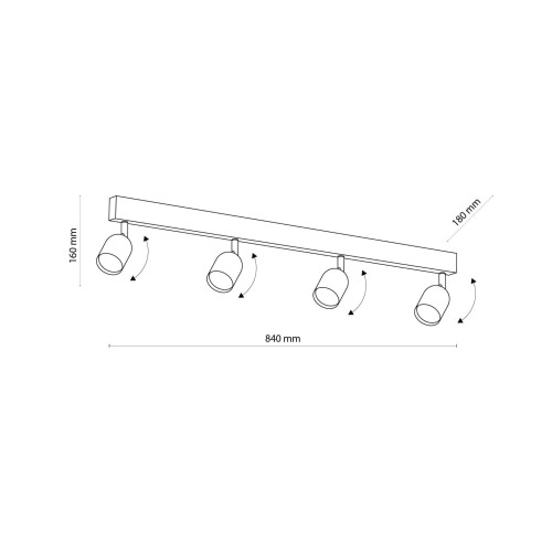 TK Lighting Top 1024 plafon lampa sufitowa 4x10W GU10 biały chromowy