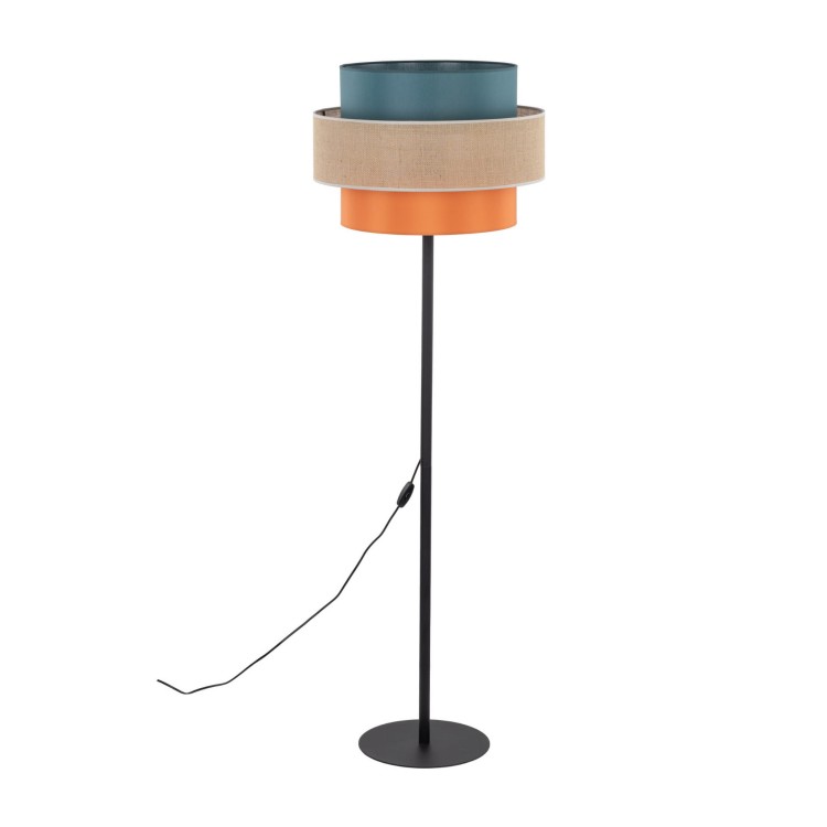 Lampa podłogowa nowoczesna boho skandynawska abażur materiałowy czarna multikolor TK Lighting Trio 6452 1x15W E27
