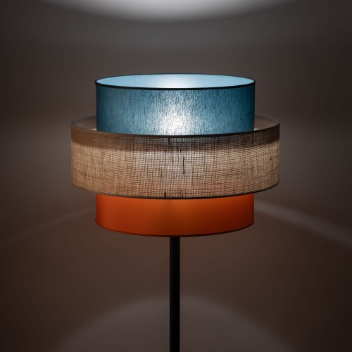 Lampa podłogowa nowoczesna boho skandynawska abażur materiałowy czarna multikolor TK Lighting Trio 6452 1x15W E27