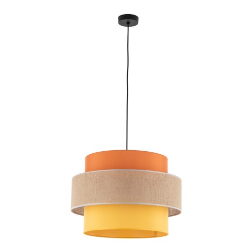 Lampa wisząca nowoczesna boho skandynawska abażur materiałowy czarna multikolor TK Lighting Trio 2783 1x15W E27