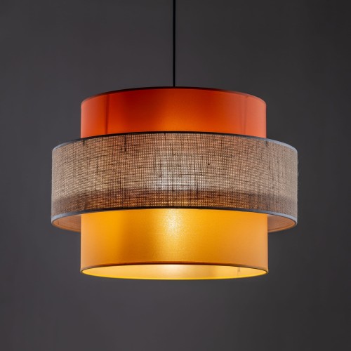 Lampa wisząca nowoczesna boho skandynawska abażur materiałowy czarna multikolor TK Lighting Trio 2783 1x15W E27