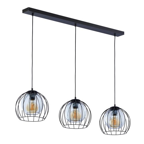 Lampa wisząca nad stół druciane metalowe klosze TK Lighting Universo 4483 3x60W E27 czarna grafitowa