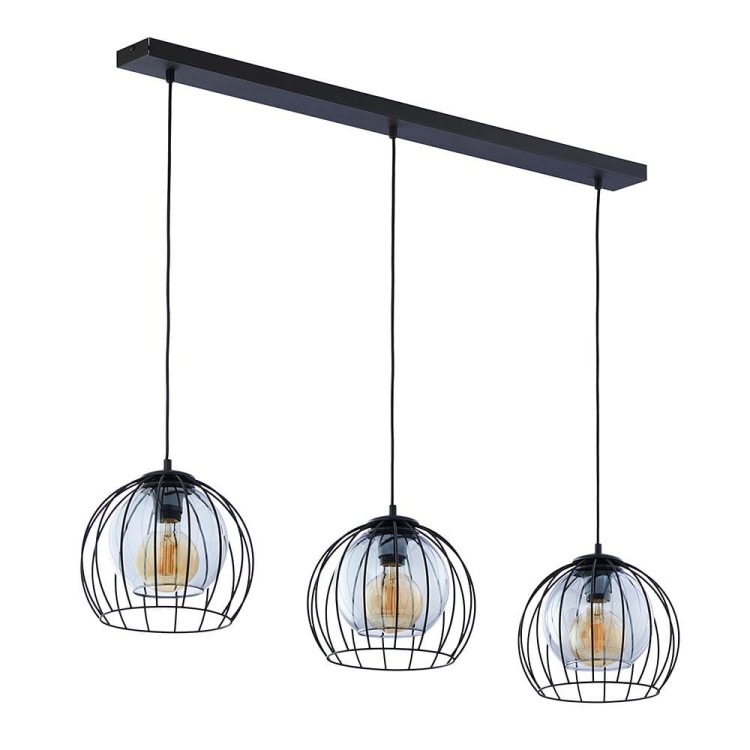 Lampa wisząca nad stół druciane metalowe klosze TK Lighting Universo 4483 3x60W E27 czarna grafitowa