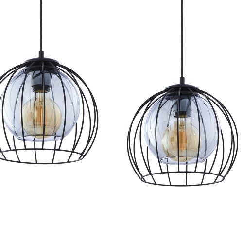 Lampa wisząca nad stół druciane metalowe klosze TK Lighting Universo 4483 3x60W E27 czarna grafitowa