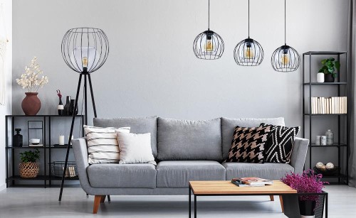 Lampa wisząca nad stół druciane metalowe klosze TK Lighting Universo 4483 3x60W E27 czarna grafitowa