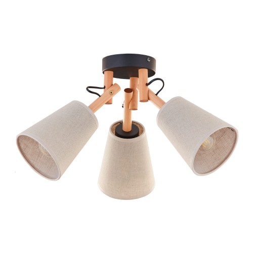 Tk Lighting Vaio 574 plafon lampa sufitowa 3x15W E27 czarny drewniany