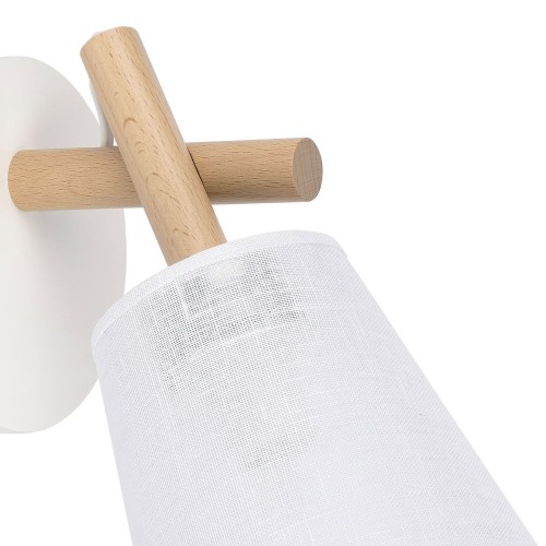 TK Lighting Vaio White 818 kinkiet lampa ścienna skandynawski drewniany materiałowy klosz 1x15W E27 biała drewno