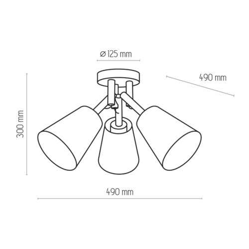 TK Lighting Vaio White 665 plafon lampa sufitowa 3x60W E27 biały drewno