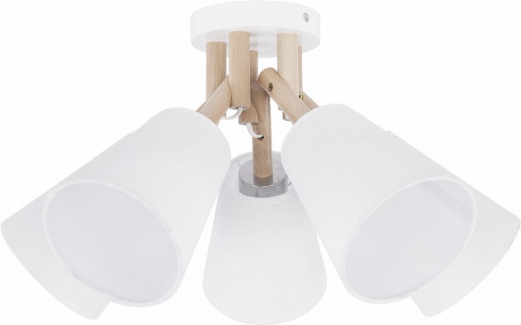TK Lighting Vaio White 666 plafon lampa sufitowa 5x60W E27 biały drewno