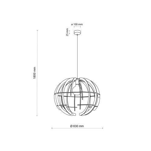 Lampa wisząca nowoczesna boho skandynawska ażurowa drewniana czarna TK Lighting Venus 6888 1x15W E27