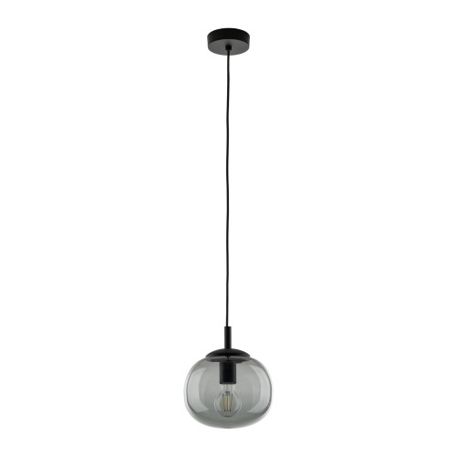 Lampa wisząca nowoczesna klasyczna loft klosz szklany kula dymiony grafitowa czarna TK Lighting Vibe 5825 1x15W E27