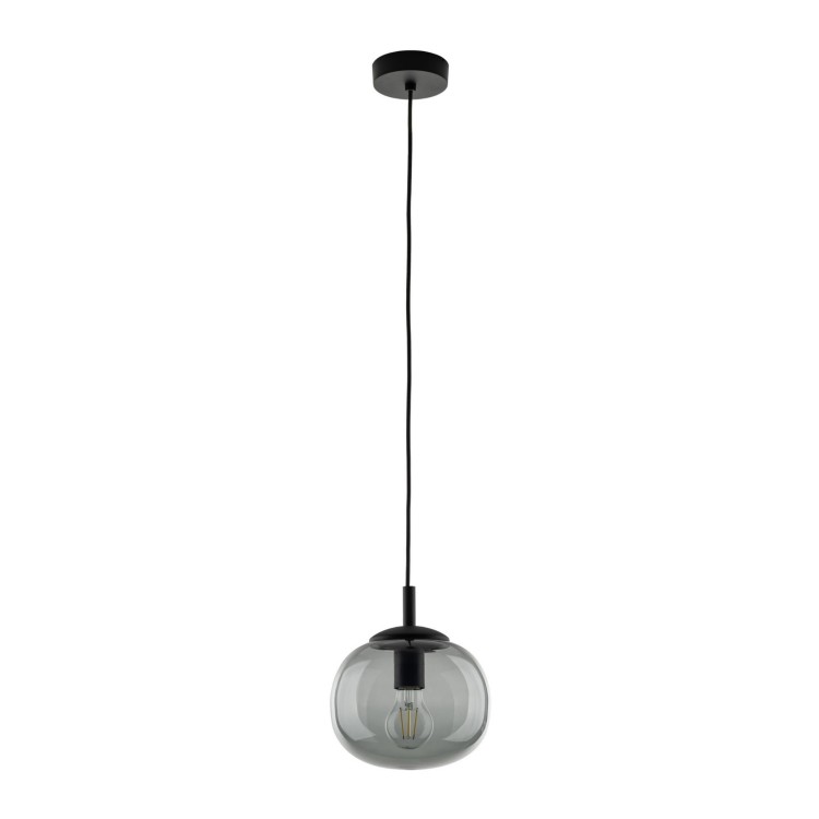 Lampa wisząca nowoczesna klasyczna loft klosz szklany kula dymiony grafitowa czarna TK Lighting Vibe 5825 1x15W E27