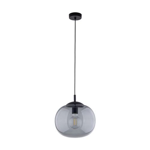 Lampa wisząca nowoczesna klasyczna loft klosz szklany kula dymiony grafitowa czarna TK Lighting Vibe 4837 1x15W E27