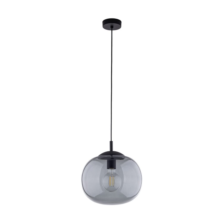 Lampa wisząca nowoczesna klasyczna loft klosz szklany kula dymiony grafitowa czarna TK Lighting Vibe 4837 1x15W E27