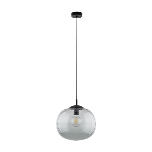 Lampa wisząca nowoczesna klasyczna loft klosz szklany kula dymiony grafitowa czarna TK Lighting Vibe 4972 1x15W E27
