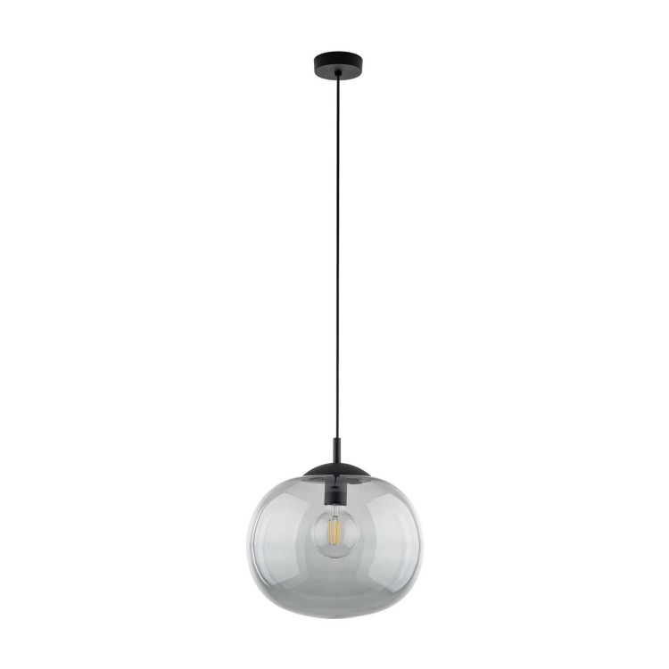 Lampa wisząca nowoczesna klasyczna loft klosz szklany kula dymiony grafitowa czarna TK Lighting Vibe 4972 1x15W E27