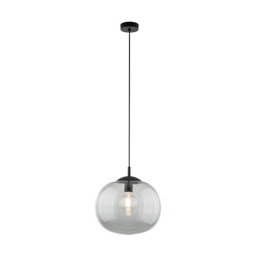 Lampa wisząca nowoczesna klasyczna loft klosz szklany kula dymiony grafitowa czarna TK Lighting Vibe 4972 1x15W E27