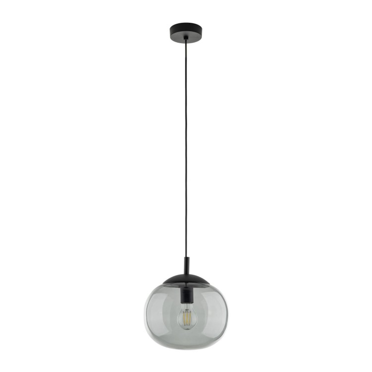 Lampa wisząca nowoczesna klasyczna loft klosz szklany kula dymiony grafitowa czarna TK Lighting Vibe 5827 1x15W E27