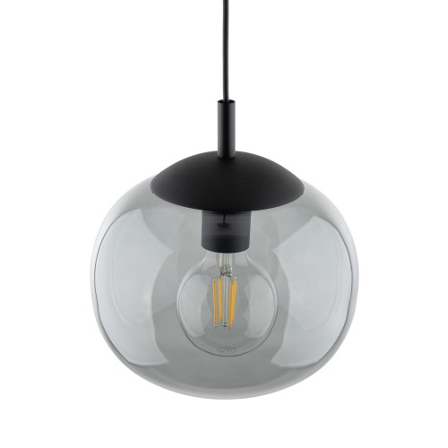 Lampa wisząca nowoczesna klasyczna loft klosz szklany kula dymiony grafitowa czarna TK Lighting Vibe 5827 1x15W E27