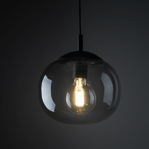 Lampa wisząca nowoczesna klasyczna loft klosz szklany kula dymiony grafitowa czarna TK Lighting Vibe 5827 1x15W E27