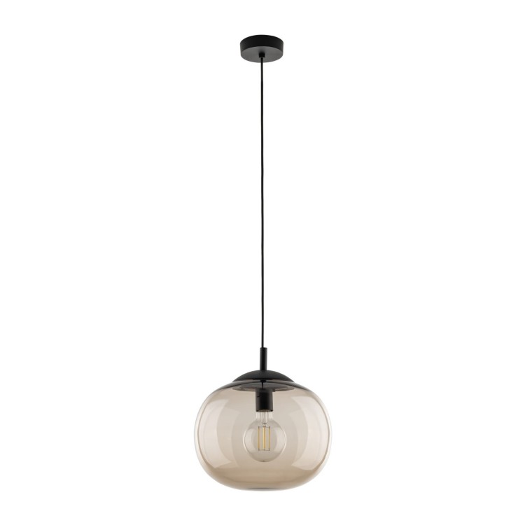 Lampa wisząca nowoczesna klasyczna loft klosz szklany kula dymiony topaz czarna TK Lighting Vibe 4676 1x15W E27