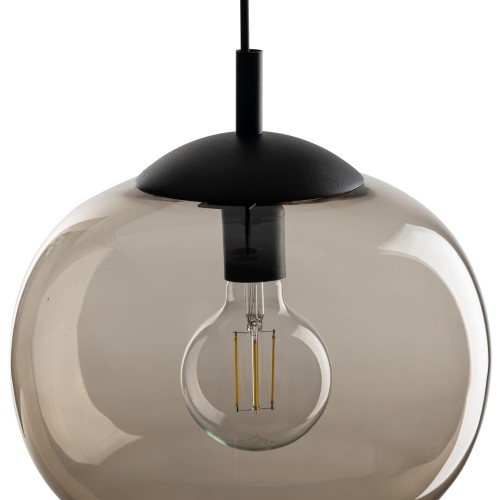 Lampa wisząca nowoczesna klasyczna loft klosz szklany kula dymiony topaz czarna TK Lighting Vibe 4676 1x15W E27