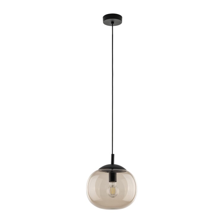 Lampa wisząca nowoczesna klasyczna loft klosz szklany kula dymiony topaz czarna TK Lighting Vibe 4677 1x15W E27