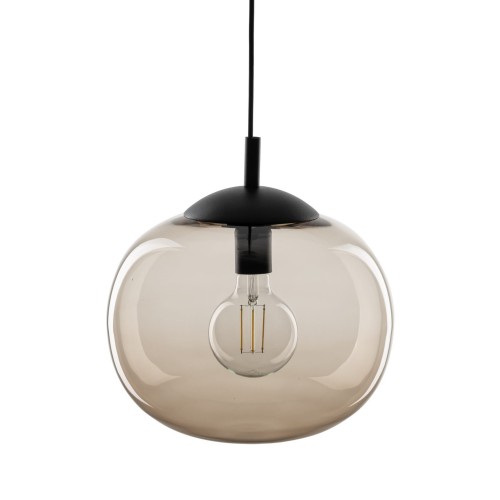 Lampa wisząca nowoczesna klasyczna loft klosz szklany kula dymiony topaz czarna TK Lighting Vibe 4677 1x15W E27