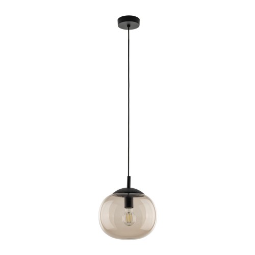 Lampa wisząca nowoczesna klasyczna loft klosz szklany kula dymiony topaz czarna TK Lighting Vibe 4703 1x15W E27