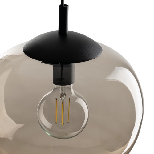 Lampa wisząca nowoczesna klasyczna loft klosz szklany kula dymiony topaz czarna TK Lighting Vibe 4703 1x15W E27