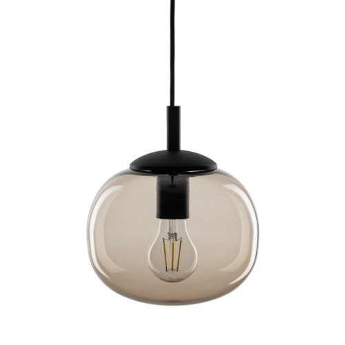 Lampa wisząca nowoczesna klasyczna loft klosz szklany kula dymiony topaz czarna TK Lighting Vibe 5826 1x15W E27