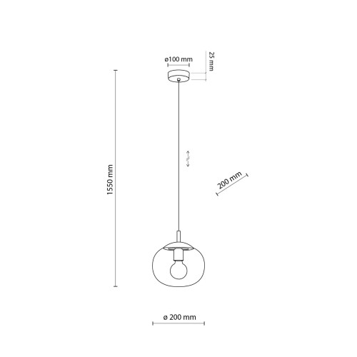 Lampa wisząca nowoczesna klasyczna loft klosz szklany kula dymiony topaz czarna TK Lighting Vibe 5826 1x15W E27