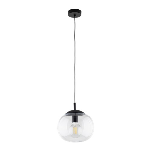 Lampa wisząca nowoczesna klasyczna loft klosz szklany kula transparentna czarna TK Lighting Vibe 4816 1x15W E27