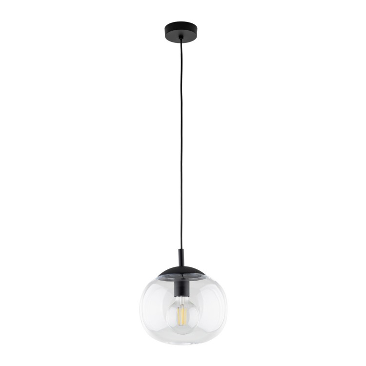 Lampa wisząca nowoczesna klasyczna loft klosz szklany kula transparentna czarna TK Lighting Vibe 4816 1x15W E27
