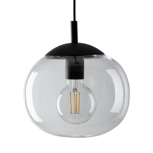 Lampa wisząca nowoczesna klasyczna loft klosz szklany kula transparentna czarna TK Lighting Vibe 4816 1x15W E27