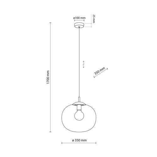 Lampa wisząca nowoczesna klasyczna loft klosz szklany kula transparentna czarna TK Lighting Vibe 4818 1x15W E27