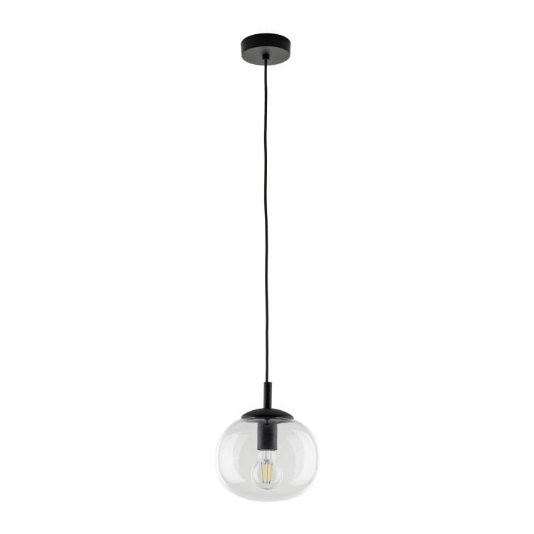 Lampa wisząca nowoczesna klasyczna loft klosz szklany kula transparentna czarna TK Lighting Vibe 5823 1x15W E27
