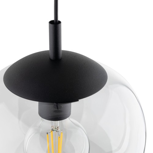 Lampa wisząca nowoczesna klasyczna loft klosz szklany kula transparentna czarna TK Lighting Vibe 5823 1x15W E27