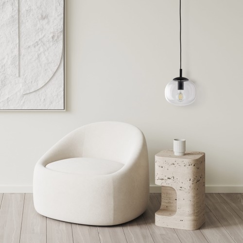 Lampa wisząca nowoczesna klasyczna loft klosz szklany kula transparentna czarna TK Lighting Vibe 5823 1x15W E27