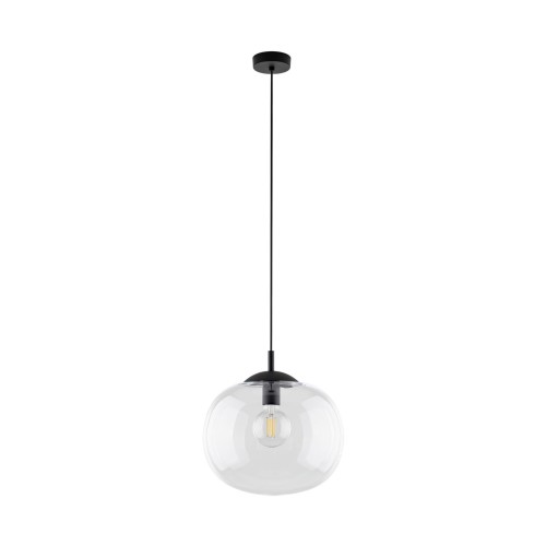 Lampa wisząca nowoczesna klasyczna loft klosz szklany kula transparentna czarna TK Lighting Vibe 4817 1x15W E27