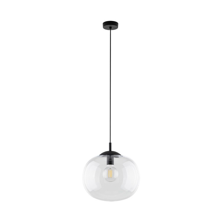 Lampa wisząca nowoczesna klasyczna loft klosz szklany kula transparentna czarna TK Lighting Vibe 4817 1x15W E27