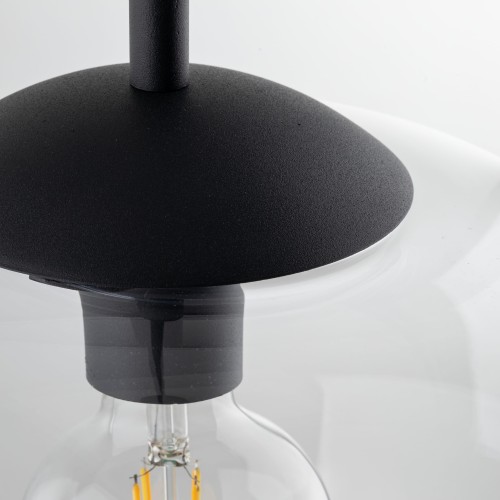 Lampa wisząca nowoczesna klasyczna loft klosz szklany kula transparentna czarna TK Lighting Vibe 4817 1x15W E27