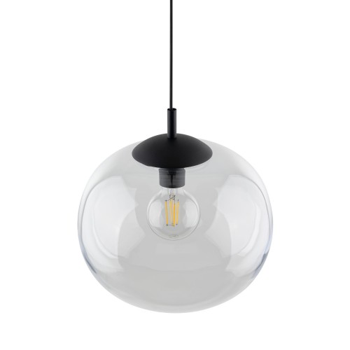 Lampa wisząca nowoczesna klasyczna loft klosz szklany kula transparentna czarna TK Lighting Vibe 4817 1x15W E27