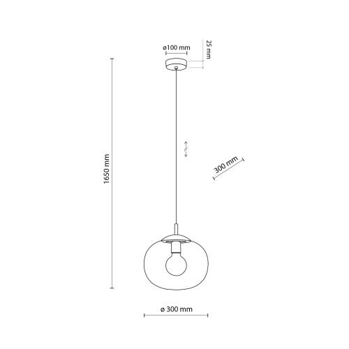 Lampa wisząca nowoczesna klasyczna loft klosz szklany kula transparentna czarna TK Lighting Vibe 4817 1x15W E27